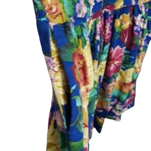 Arden B Zip Floral Pleated Flare Sleeveless Dress Small Blue Yellow - Picture 6 of 7